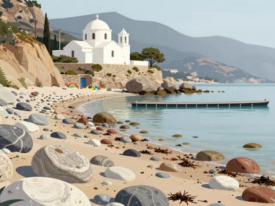 AI-generated illustration of Agios Konstantinos Beach
