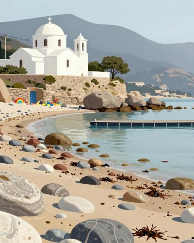 AI-generated illustration of Agios Konstantinos Beach