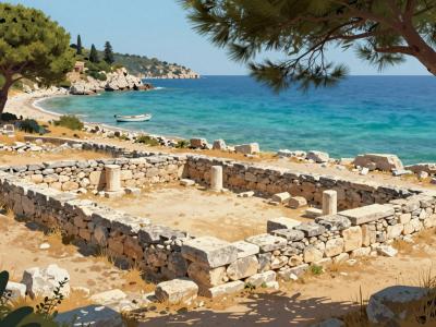 AI-generated illustration of Aliki Archaeological Site