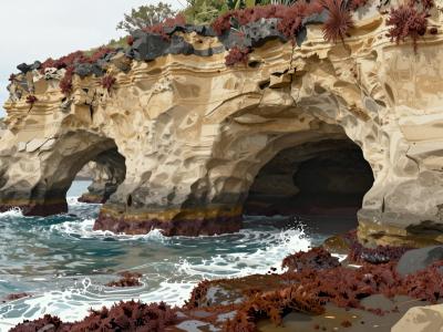 AI-generated illustration of Sea Caves