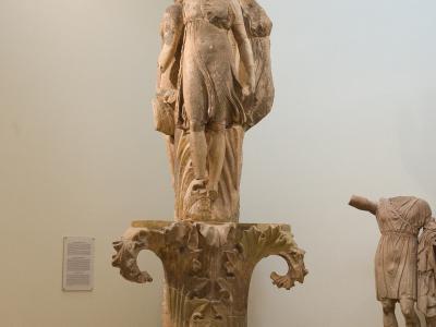 The Acanthus Column (Dancers of Delphi) on display in the Archaeological Museum of Delphi