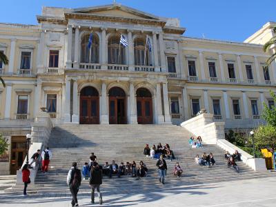 The neoclassical City Hall on Miaouli Square, Ermoupoli, Syros