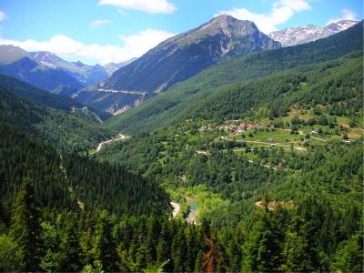 Forested mountain valley of the Aspropotamos in the Pindus near Trikala