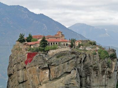 The Monastery of the Holy Trinity on its rock pillar at Meteora