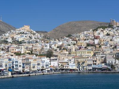 Ermoupoli seen from the sea, climbing up towards Ano Syros