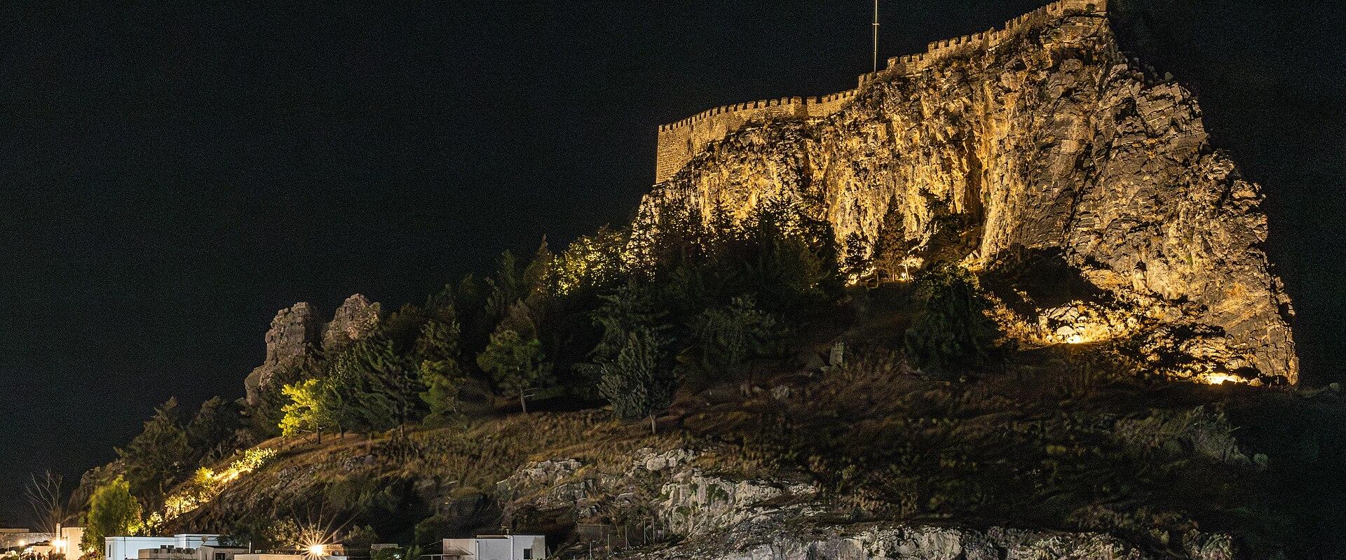Lindos Acropolis at Night