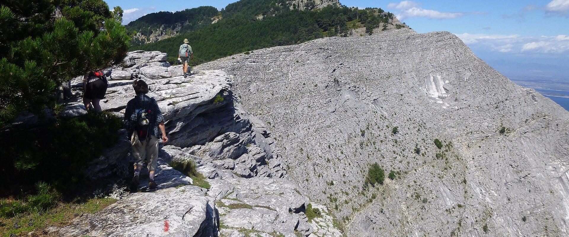 The rocky marble ridge near the summit of Mount Ipsarion on Thassos