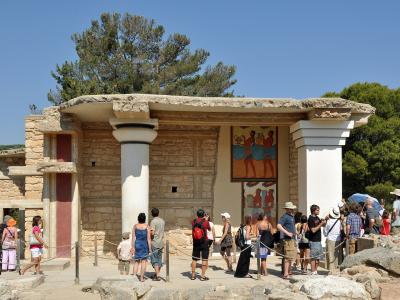 The reconstructed north entrance of the palace of Knossos