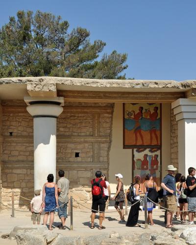 The reconstructed north entrance of the palace of Knossos