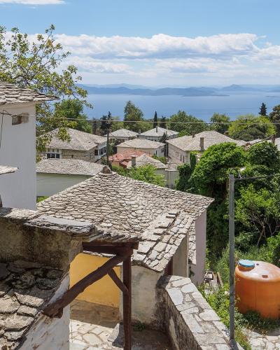The Pagasetic Gulf seen over the roofs of Vyzitsa on Mount Pelion
