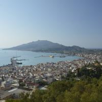 Zakynthos town and its harbour seen from the hills of Bochali