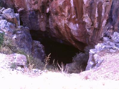 Entrance to an ancient Parian marble quarry gallery