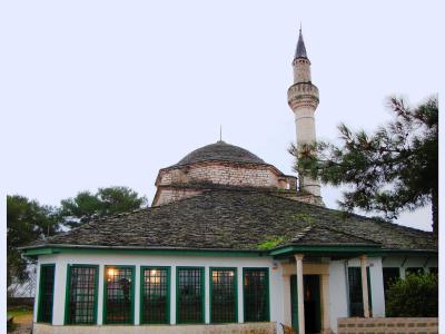 The Aslan Pasha Mosque with its dome and minaret inside Ioannina castle