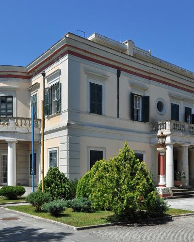 The neoclassical Mon Repos villa in its park near Corfu Town