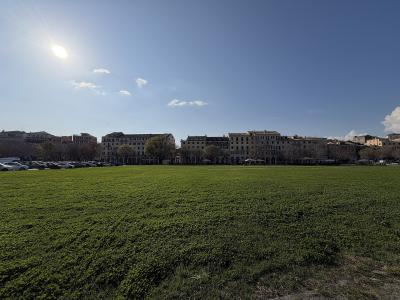 The broad green Spianada square in Corfu Town