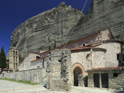 The Byzantine Church of the Dormition in Kalambaka beneath the Meteora rocks